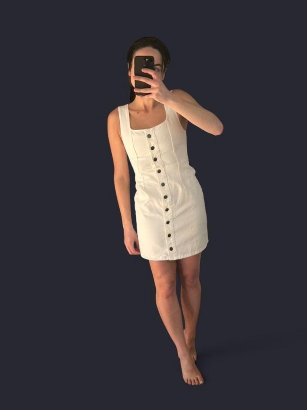 Urban Outfitters White Button-Down Tank Mini Dress